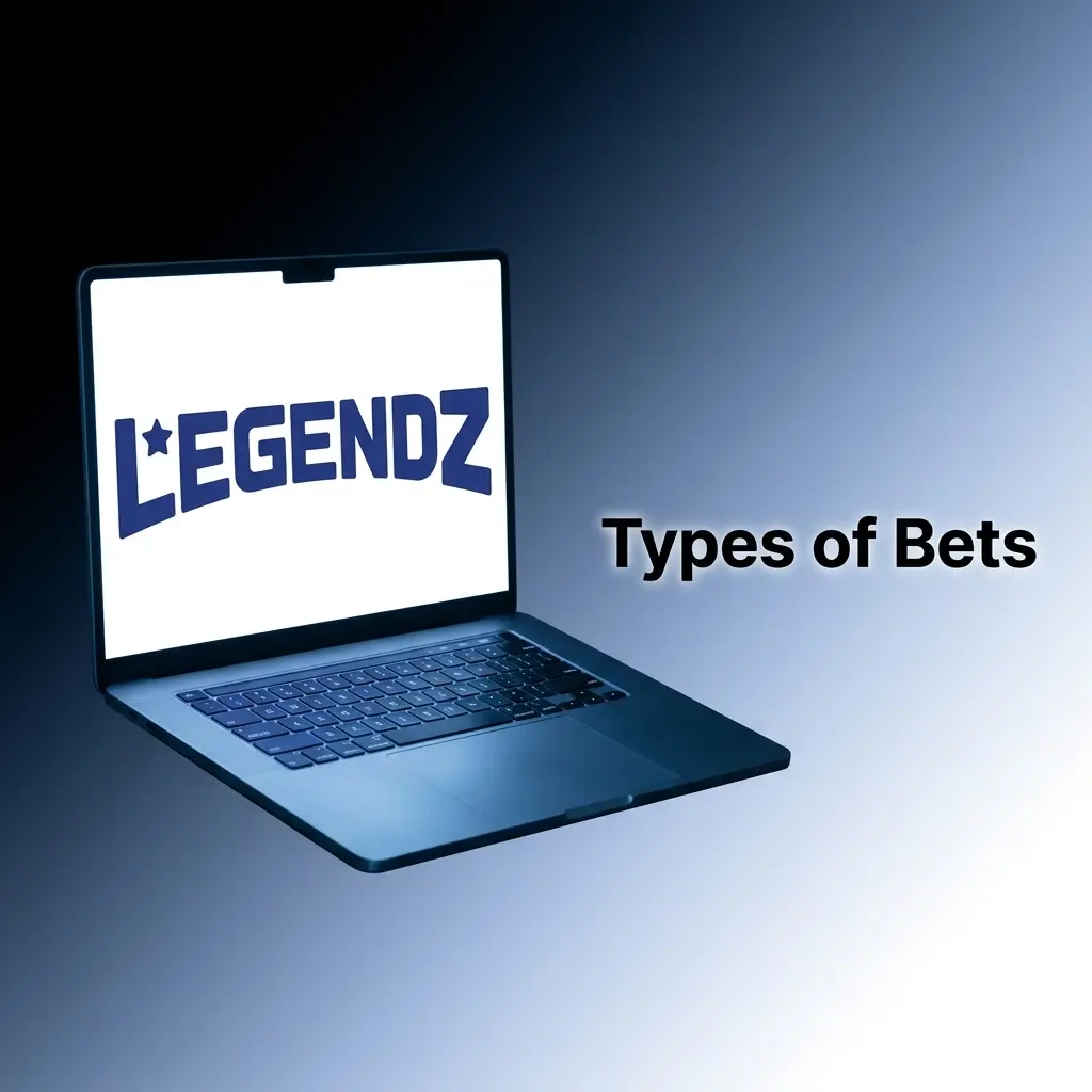 Legendz Casino bet types diagram showing single, express parlay, and system bet structures on a slip
