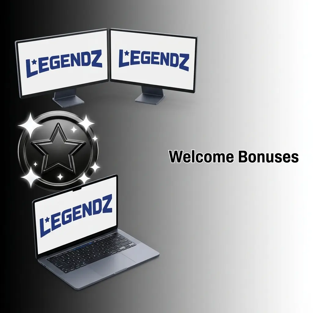 Legendz Casino welcome bonus offer showing 100% match up to 1000 USD with 30x wagering requirement for new US players