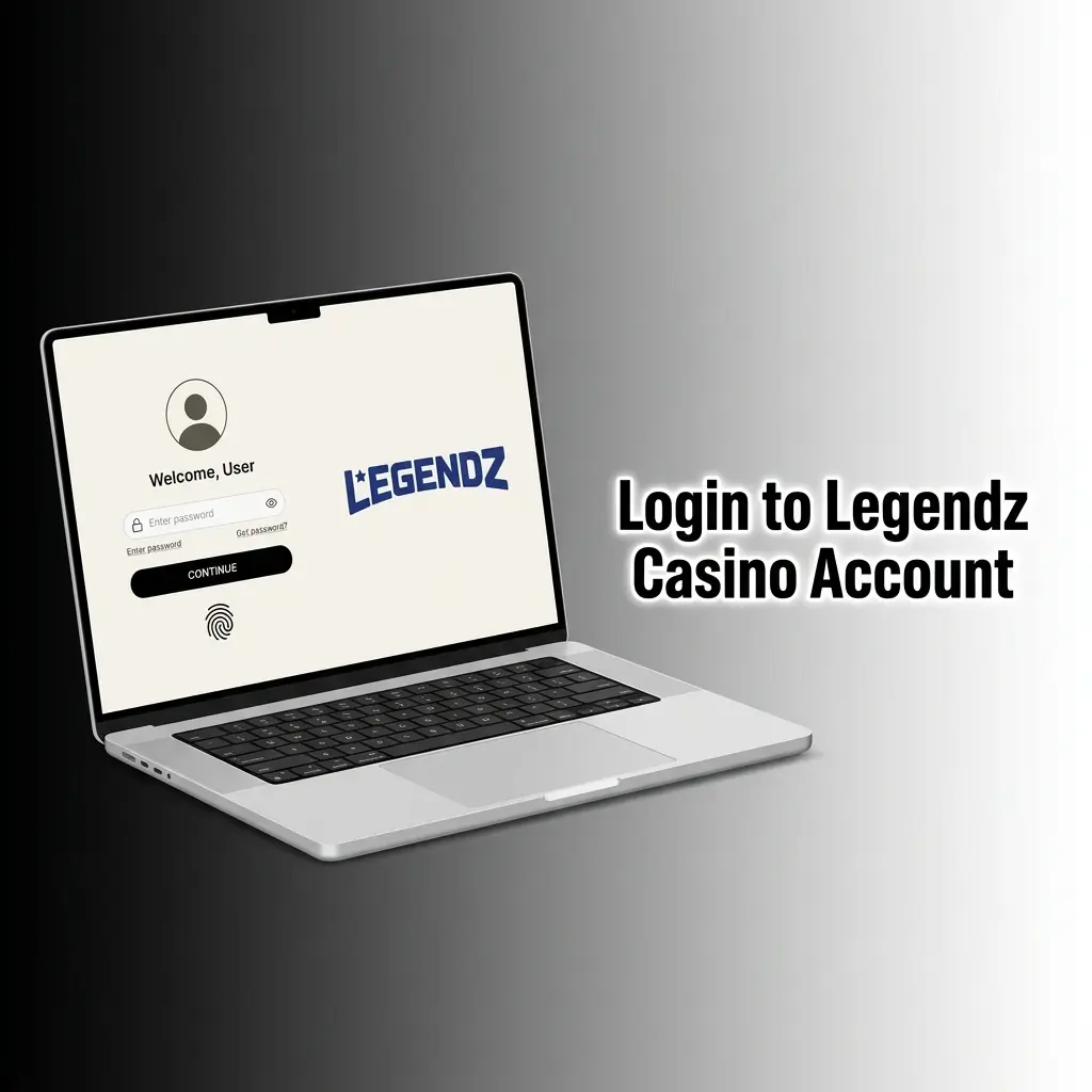 Legendz Casino login page showing step-by-step account sign-in process with email and password fields